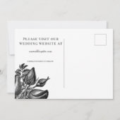 Zwarte Rozen op Witte Save the Date STD Kaart (Achterkant)