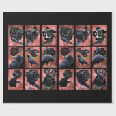 Zwarte rozen ravens en kraaikraakkraakbeen cadeaupapier (Vlak)