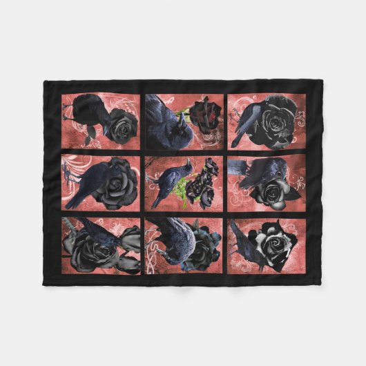 Zwarte rozen ravens en kraaikraakkraakbeen fleece deken (Voorkant (Horizontaal))