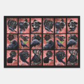Zwarte rozen ravens en kraaikraakkraakbeen inpakpapier vel (Voorkant 3)