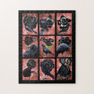 Zwarte rozen ravens en kraaikraakkraakbeen legpuzzel