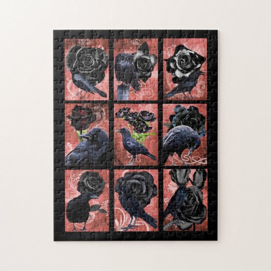 Zwarte rozen ravens en kraaikraakkraakbeen legpuzzel (Verticaal)