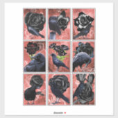 Zwarte rozen ravens en kraaikraakkraakbeen sticker (Vel)
