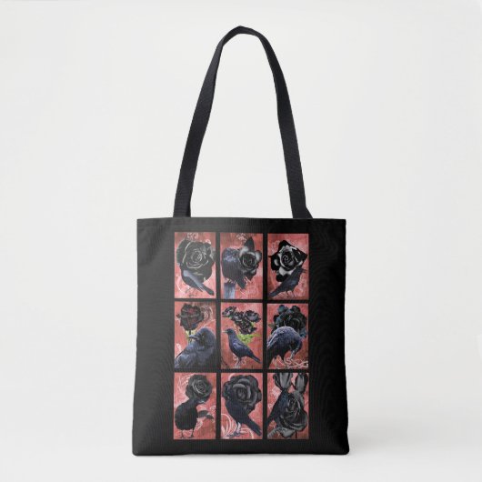Zwarte rozen ravens en kraaikraakkraakbeen tote bag (Voorkant)