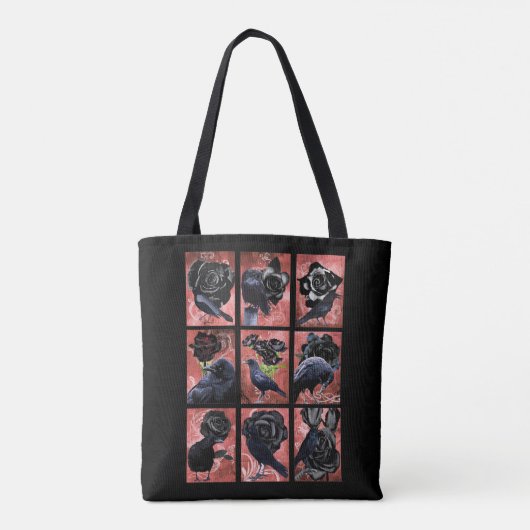 Zwarte rozen ravens en kraaikraakkraakbeen tote bag (Achterkant)