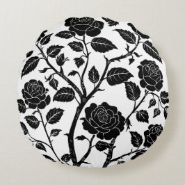 Zwarte Rozen Rond Kussen