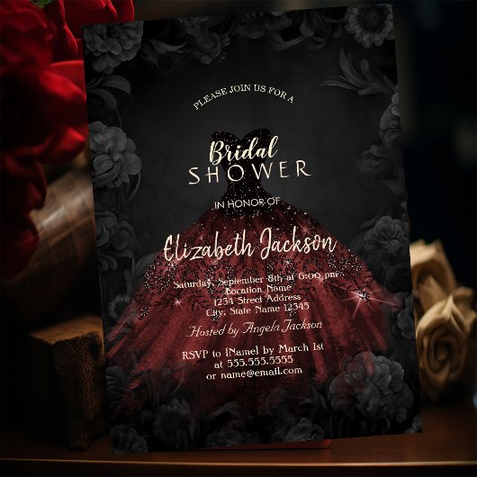 Zwarte Rozen Rood Jurk Gotisch Vrijgezellenfeest Kaart