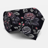 Zwarte rozen Roze  Stropdas (Opgerold)