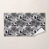 Zwarte rozen, rozen, zwart en grijs bad handdoek (Handdoek)