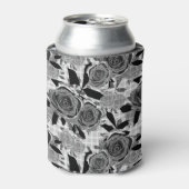 Zwarte rozen, rozen, zwart en grijs blikjeskoeler (Blikje Voorkant)