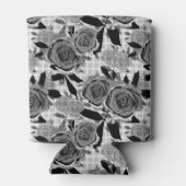 Zwarte rozen, rozen, zwart en grijs blikjeskoeler (Achterkant)