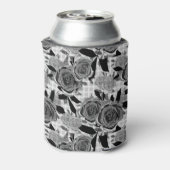 Zwarte rozen, rozen, zwart en grijs blikjeskoeler (Blikje Achterkant)