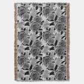 Zwarte rozen, rozen, zwart en grijs deken (Voorkant Verticaal)