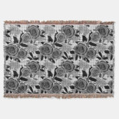 Zwarte rozen, rozen, zwart en grijs deken (Voorkant)