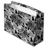 Zwarte rozen, rozen, zwart en grijs groot cadeauzakje (Achterkant Gekanteld)