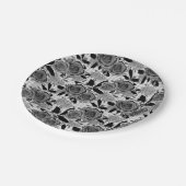 Zwarte rozen, rozen, zwart en grijs papieren bordje (Gekanteld)