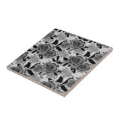 Zwarte rozen, rozen, zwart en grijs tegeltje (Zijkant)