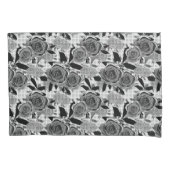 Zwarte rozen, rozen, zwart en grijs, zwart patroon kussensloop (Voorkant)