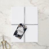 Zwarte Rozen & Schedels Gepersonaliseerde Gotische Cadeaulabel (Met Touw)