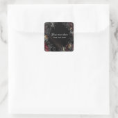 Zwarte Rozen + Schedels Gothische Sticker Label (Tas)