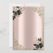 Zwarte Rozen, Tiara, Diamonds Roos Gold Quinceañer Kaart (Achterkant)