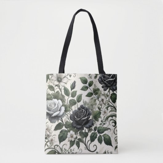 Zwarte rozen tote bag (Voorkant)