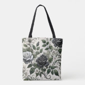 Zwarte rozen tote bag (Achterkant)