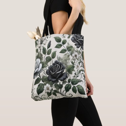 Zwarte rozen tote bag (Dichtbij)