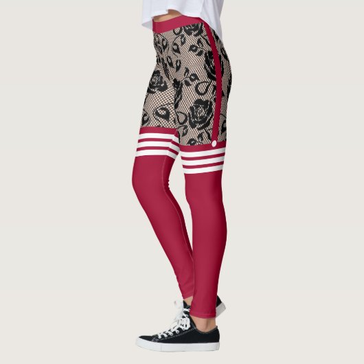 Zwarte Rozen van de nepvisserij met over de knieco Leggings (Links)