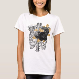 zwarte rozen van de soort Torso en kunstbladgoud T-shirt