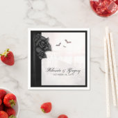 Zwarte Rozen & Vleermuizen Gotische Halloween brui Servet (Insitu)