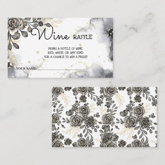 Zwarte Rozen Vrijgezellenfeest Wijn Raffle Ticket  (Voorkant / Achterkant)