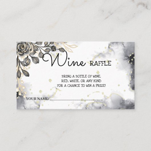 Zwarte Rozen Vrijgezellenfeest Wijn Raffle Ticket  (Voorkant)