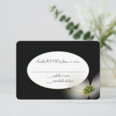 zwarte RSVP met bloem Kaartje (Staand voorkant)