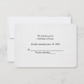 zwarte RSVP met bloemen op linnen Kaart (Achterkant)