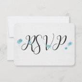 zwarte RSVP met bloemen op linnen Kaart (Voorkant)