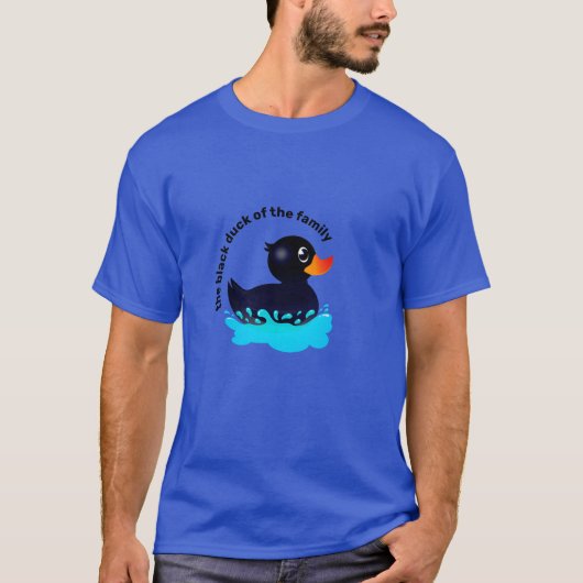 Zwarte Rubber Duck - 'zwarte eend van de familie' T-shirt (Voorkant)
