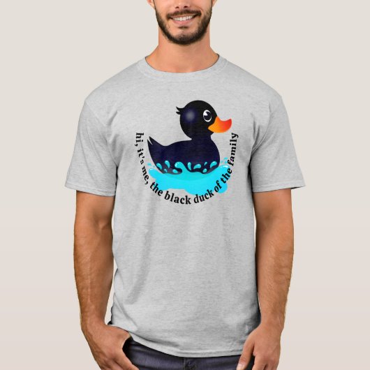 Zwarte Rubber Duck - 'zwarte eend van de familie' T-shirt (Voorkant)