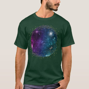 Zwarte ruimte en astronaut in de galay met sterren t-shirt