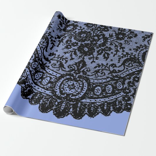 ZWARTE RUIMTE EN BLAUWE WRAPPINGSPAPIER CADEAUPAPIER (Uitgerold)