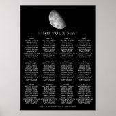 Zwarte ruimte en nacht maan bruiloft zitgrafiek poster (Voorkant)