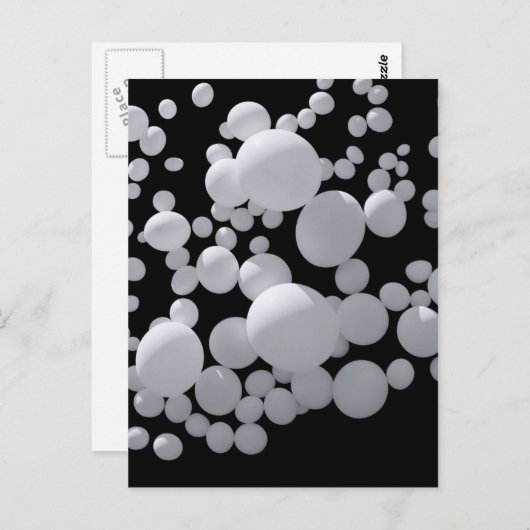 Zwarte ruimte met witte 3D ballen van verschillend Briefkaart (Voorkant / Achterkant)