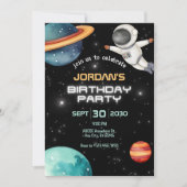 Zwarte ruimteplaneet astronaut verjaardag kaart (Voorkant)