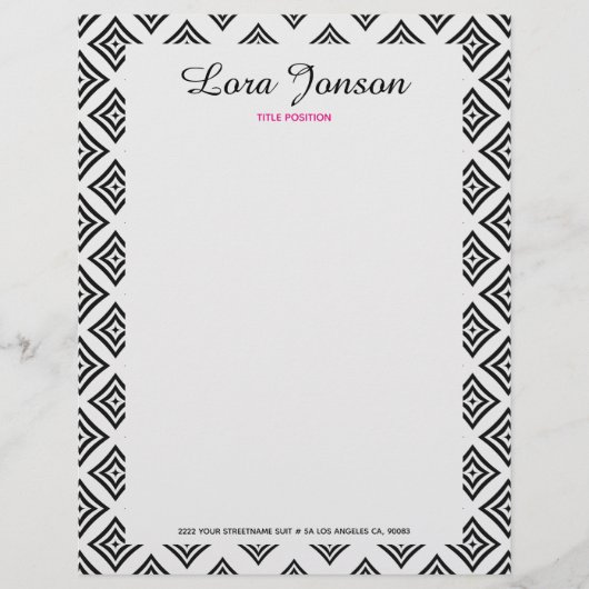 Zwarte ruitvormig op witte achtergrond briefhoofd (Voorkant)