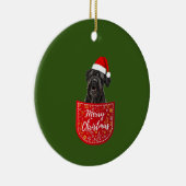 Zwarte Russische kersthond in uw zak Keramisch Ornament (Rechts)