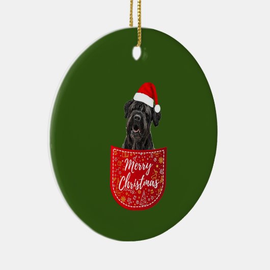 Zwarte Russische kersthond in uw zak Keramisch Ornament (Rechts)
