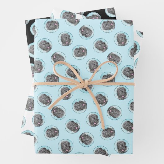 Zwarte Russische Terriër BRT RBT Schilderij Pet Do Inpakpapier Vel (In situ)