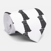 Zwarte Russische Terrier Dog Cartoon Stropdas (Opgerold)