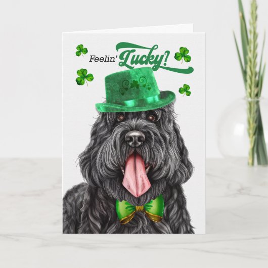 Zwarte Russische Terrier Dog Lucky St. Patrick's D Feestdagen Kaart (Voorkant)
