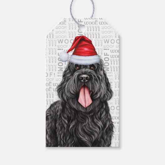 Zwarte Russische Terriër Hond Kerstvakantie Cadeaulabel (Voorkant)